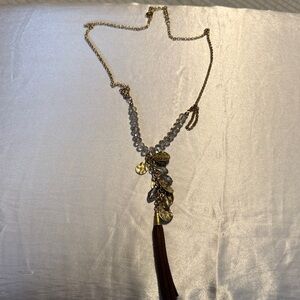 Elegant Gold and Brown Tassel Necklace